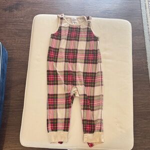 Hanna Andersson Red and Cream Plaid Romper 3T Overalls
